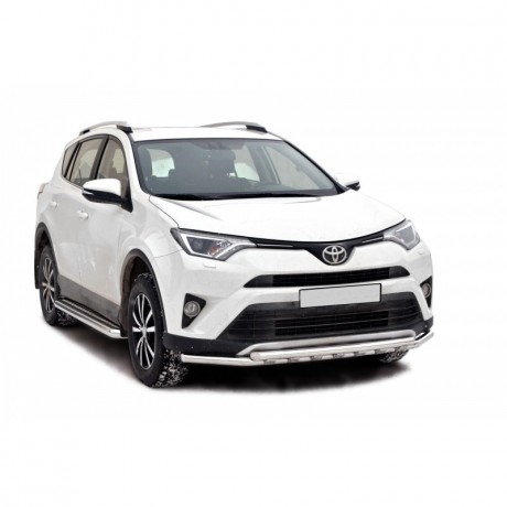 Защита переднего бампера «Труба двойная» (d51) для Toyota RAV4 рестайлинг (2015-н.в.)(Окрашенное) купить недорого с доставкой в Нягань