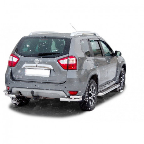 Защита заднего бампера «Уголки двойные» (d63,5) для Nissan Terrano (2014-н.в.)(Окрашенное) купить недорого с доставкой в Нягань