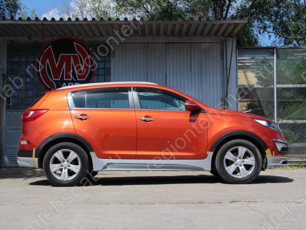 Накладки на пороги "JSW Style" для KIA Sportage (3rd) (2010-2016) купить недорого с доставкой в Нягань