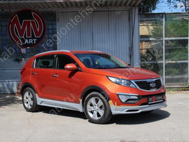 Накладки на пороги "JSW Style" для KIA Sportage (3rd) (2010-2016) купить недорого с доставкой в Нягань